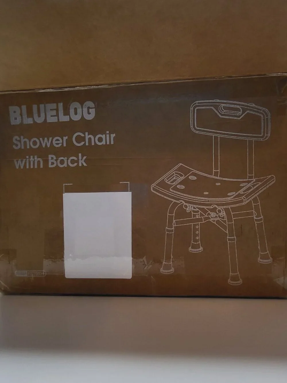 Bluelog Shower Chair with Back New Open Box Unisex Adult Bathing Accessory